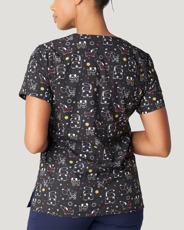 Photo of Puppy Playdate Printed V-Neck Top Back view