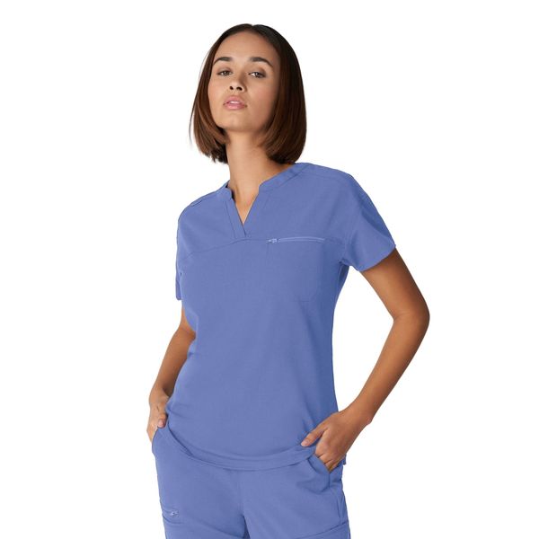 Photo of WT114 V-Neck Top with Contrast Back Panel Side View
