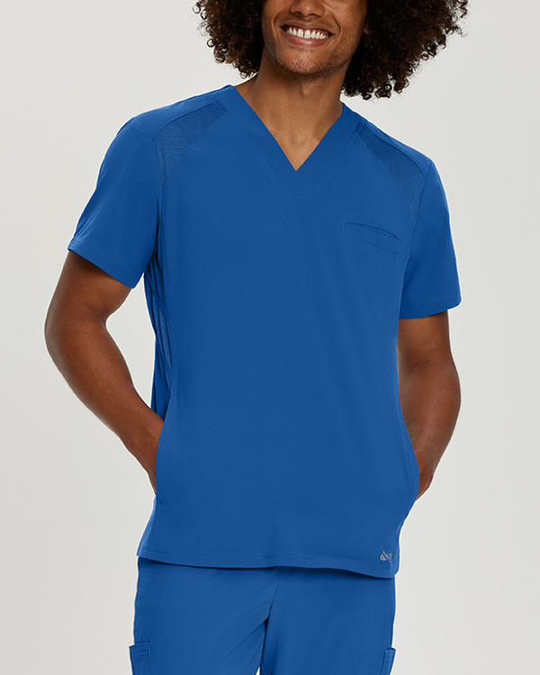 Photo de l'uniforme White Cross Haut col en V à empiècements techniques FIT Couleur Royal  Vue Principale 008