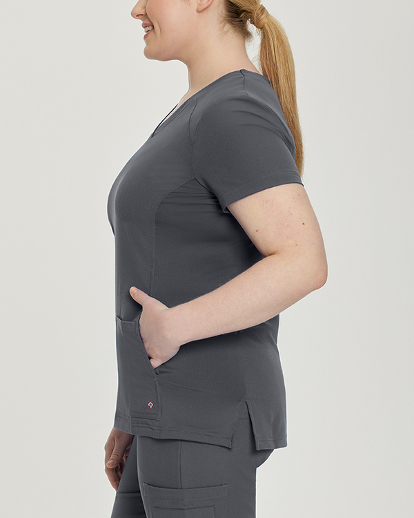 Photo of White Cross Scrubs 950 Athletic V-Neck Top Color Dark Pewter Side Vue 007