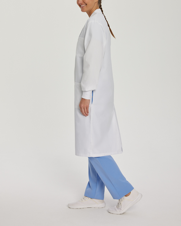 Photo of White Cross Scrubs Labcoat With Patch Pockets Color White Side Vue 001