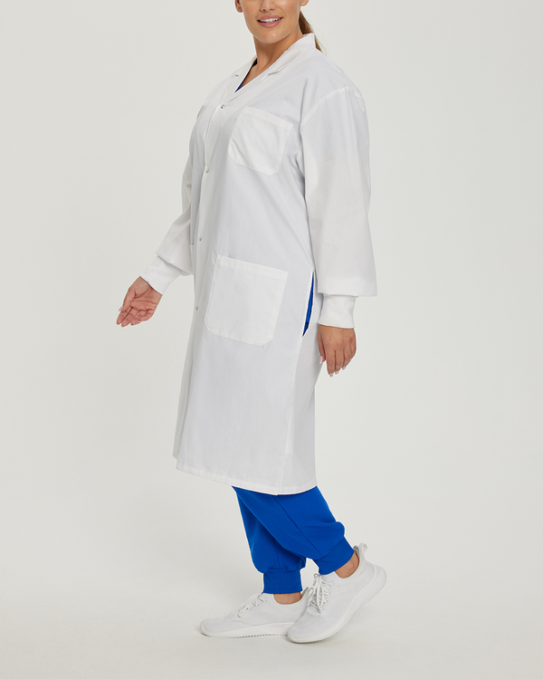 Photo of White Cross Scrubs Labcoat With Patch Pockets Color White Side Vue 010