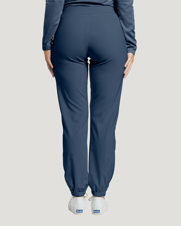 Photo of White Cross Scrubs Fit Jogger Pant  - Petite Color Navy Back Vue