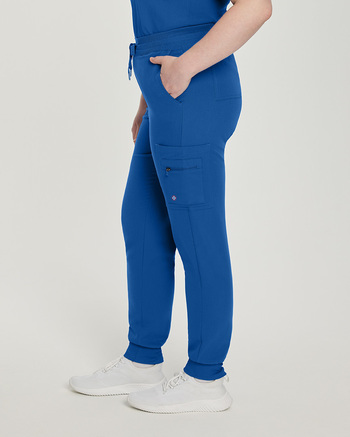 Photo of White Cross Scrubs Zipped cargo pocket Jogger Pant Petite Color Royal Side Vue 003
