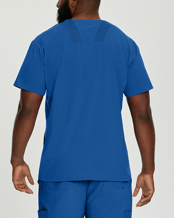 Photo of White Cross Scrubs FIT V-Neck Solid Top for Men Color Royal Back Vue 001