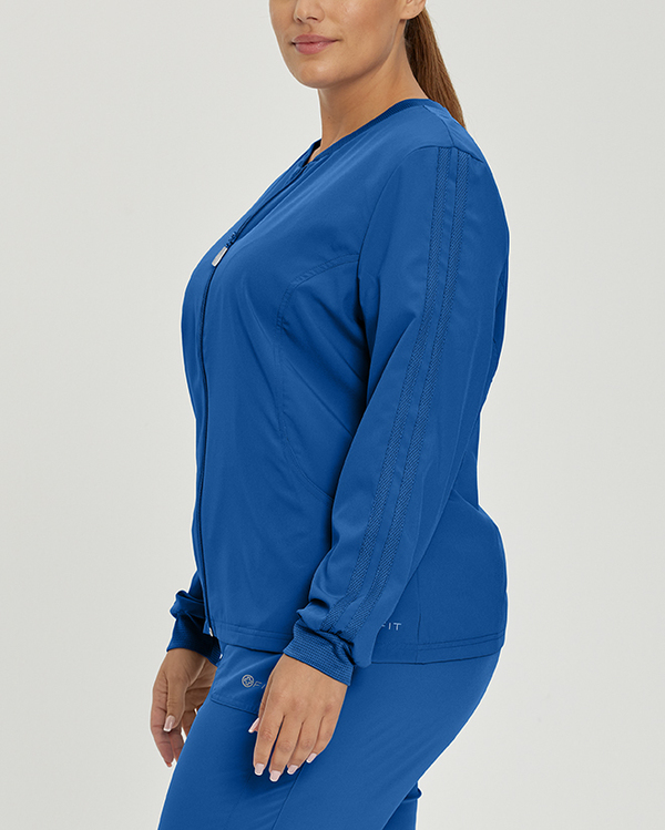 Photo of White Cross Scrubs FIT Mesh Jacket Color Royal Side Vue 007