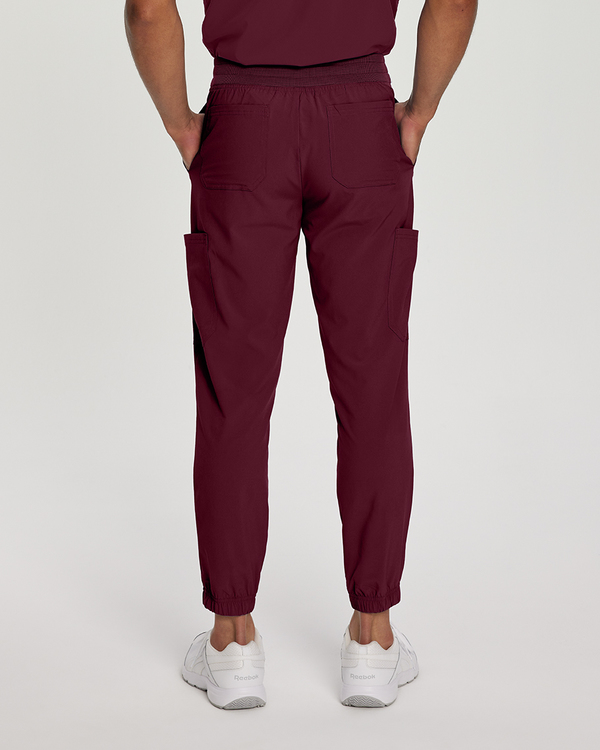 Photo of White Cross Scrubs Jogger WC FIT pant Color WINE (Burgundy) Back Vue 009