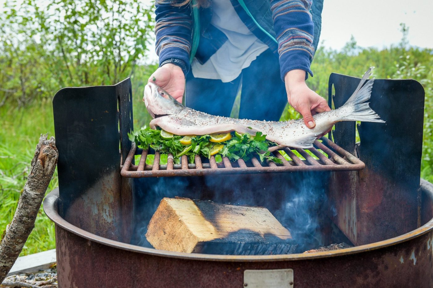 Cooking Salmon on an Open Fire Wildwood Grilling