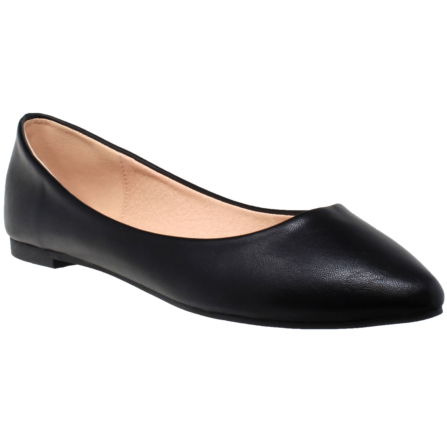 Pointed Toe Ballet Flats Women Slip On Cushioned Closed Toe Faux