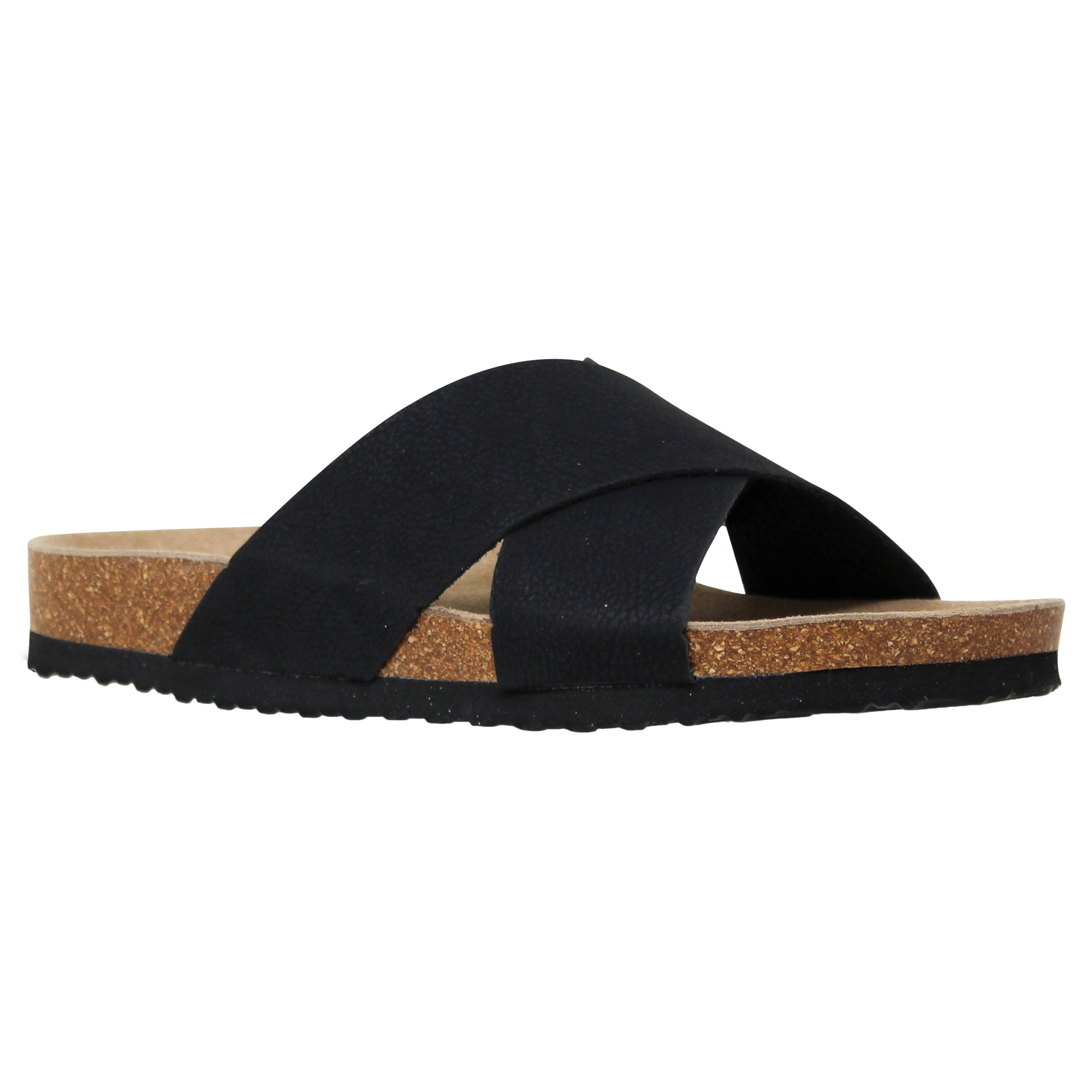 Women's Sandals Classic Comfort Criss-Cross Strap Slip On Low Heel Corks - Picture 11 of 14