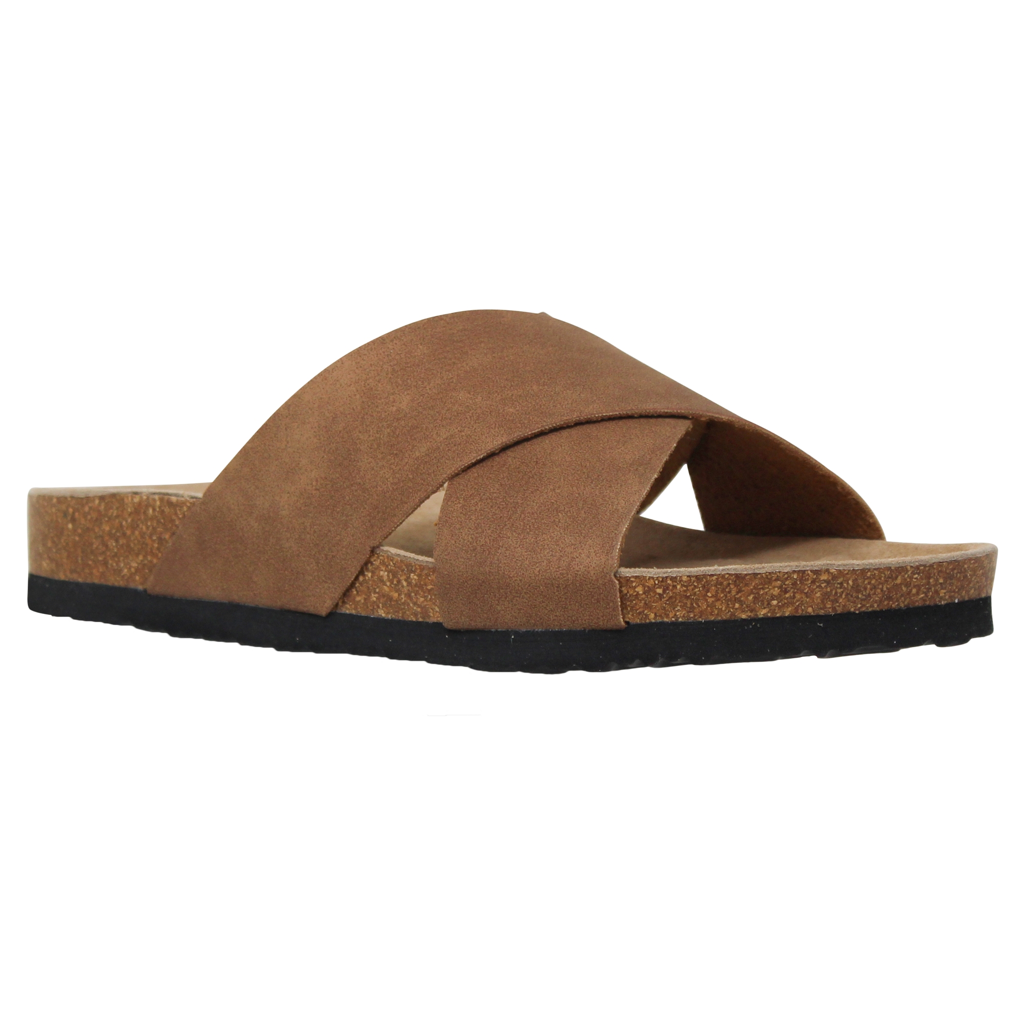 Women's Sandals Classic Comfort Criss-Cross Strap Slip On Low Heel Corks - Picture 14 of 14