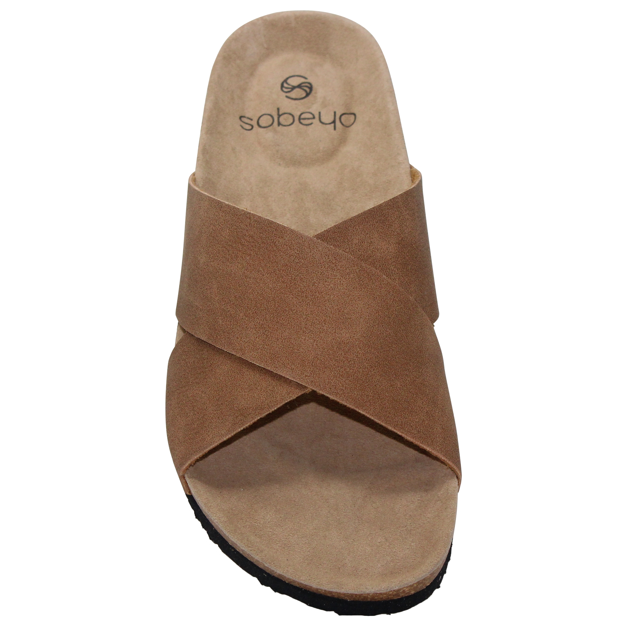 SOBEYO Women's Comfort Sandals Criss-Cross Strap Slip On Low Heel