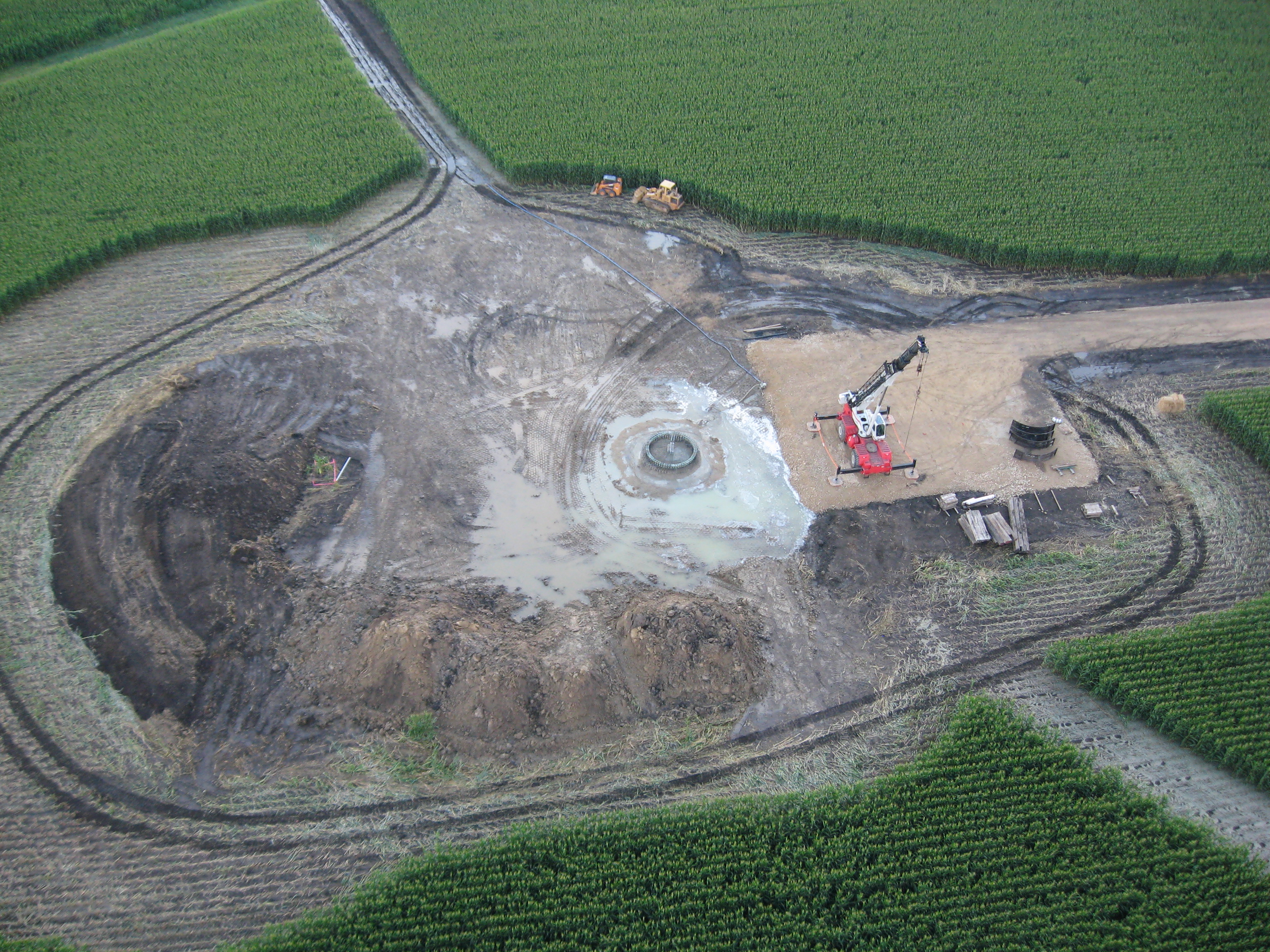 Aerial view of turbine base construction 2: Stephenson County