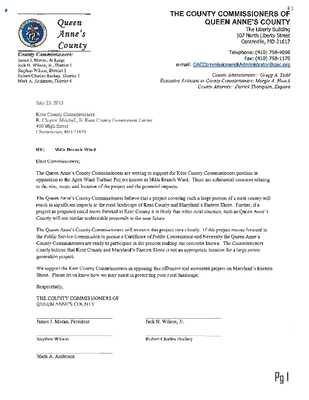 Queen Anne County Letter