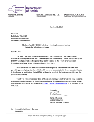 Nys Health Department Letter
