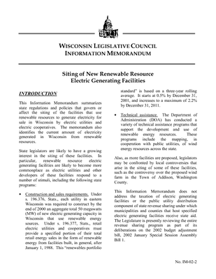Wi Siting Of New Renewable Resource Electric Generating Facilities