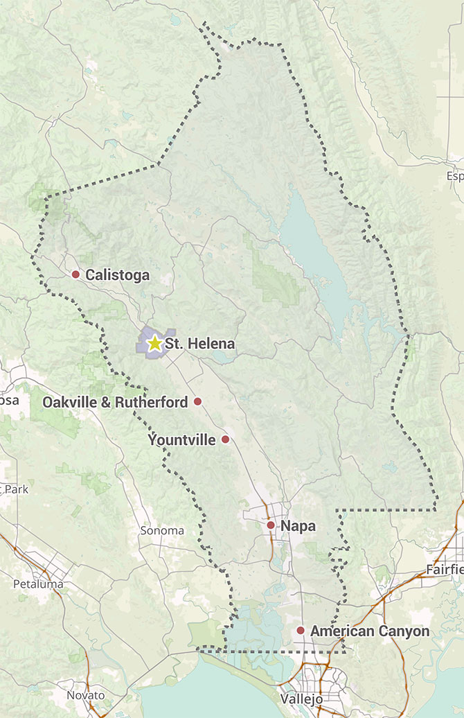 Map of St. Helena, CA