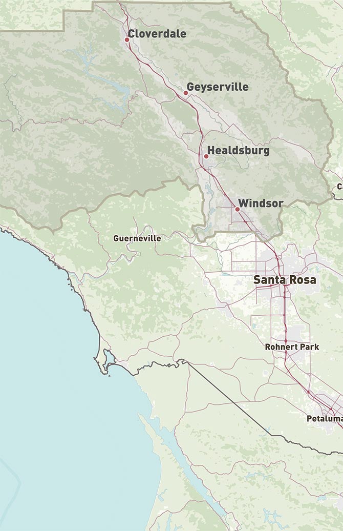 Map of Northern Sonoma County