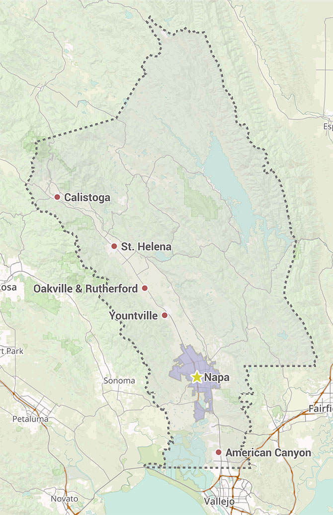 Map of Napa, CA