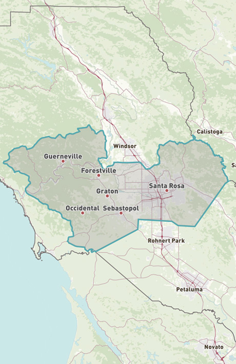 Map of Central Sonoma County