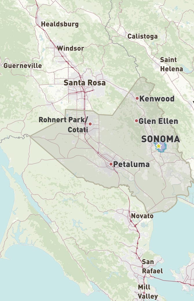 Map of Sonoma, CA