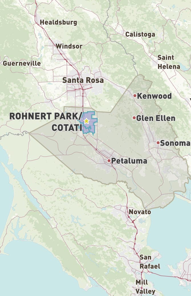 Map of Rohnert Park, CA