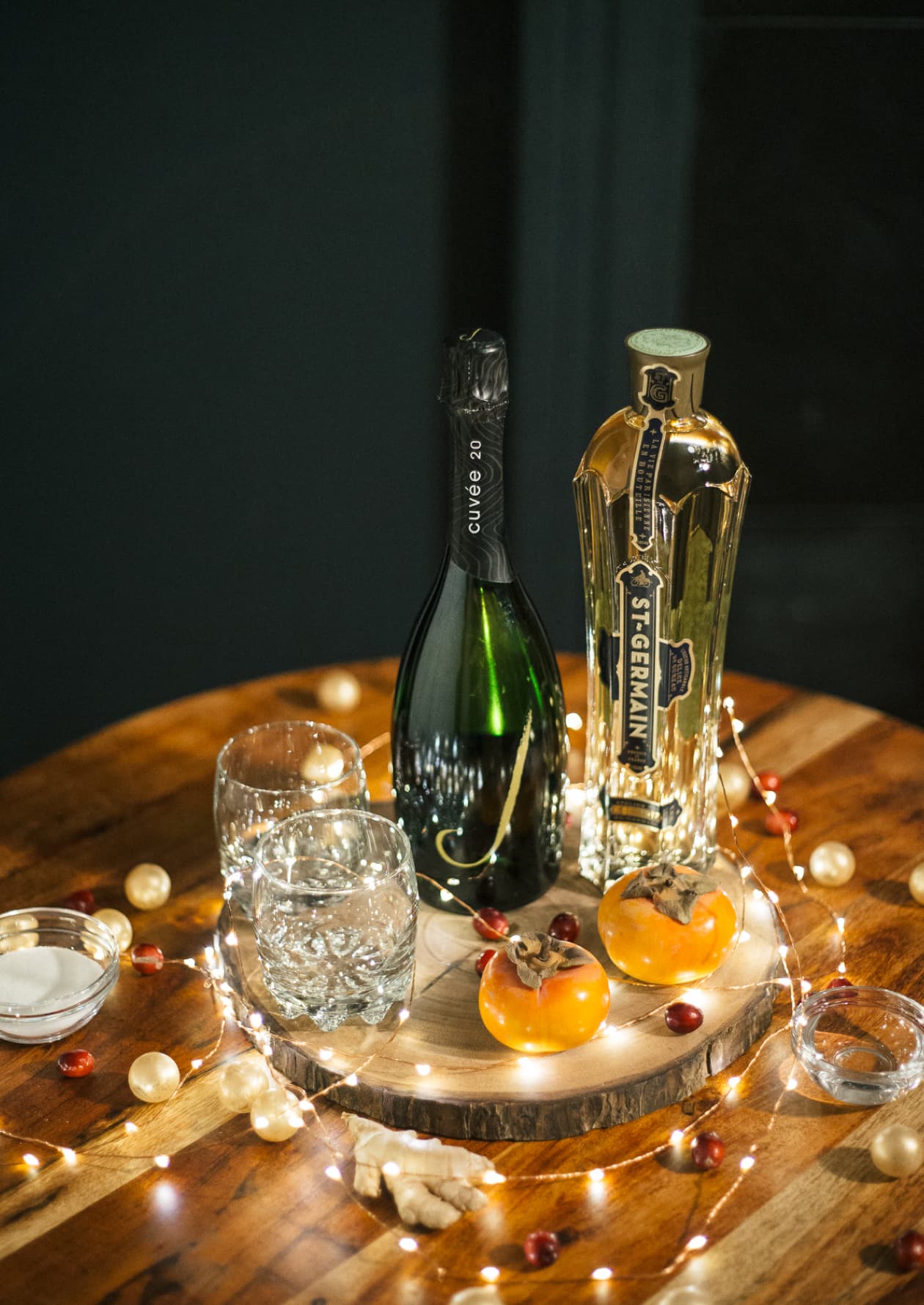 Sparkling Wine with Elderflower and Ginger Cocktail