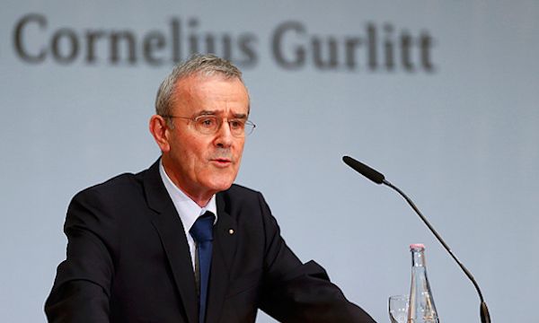 Christoph Schäublin speaking to reporters in Berlin