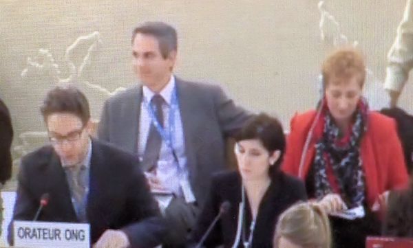 Lisa Rahmani (front row) at the UN Human Rights Council in Geneva