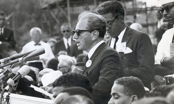 Prinz addressing the estimated 250,000 participants in the rally