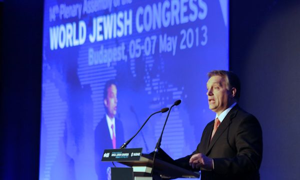Hungarian PM Orbán addressing the WJC in 2013