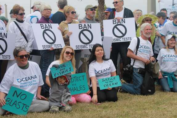 Opponents in St. Augustine of oil and gas exploration. Photo by Amy Green