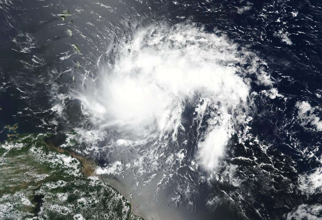 A satellite image of Hurrican Dorian off the coast of Venezuela Monday. Photo: NASA