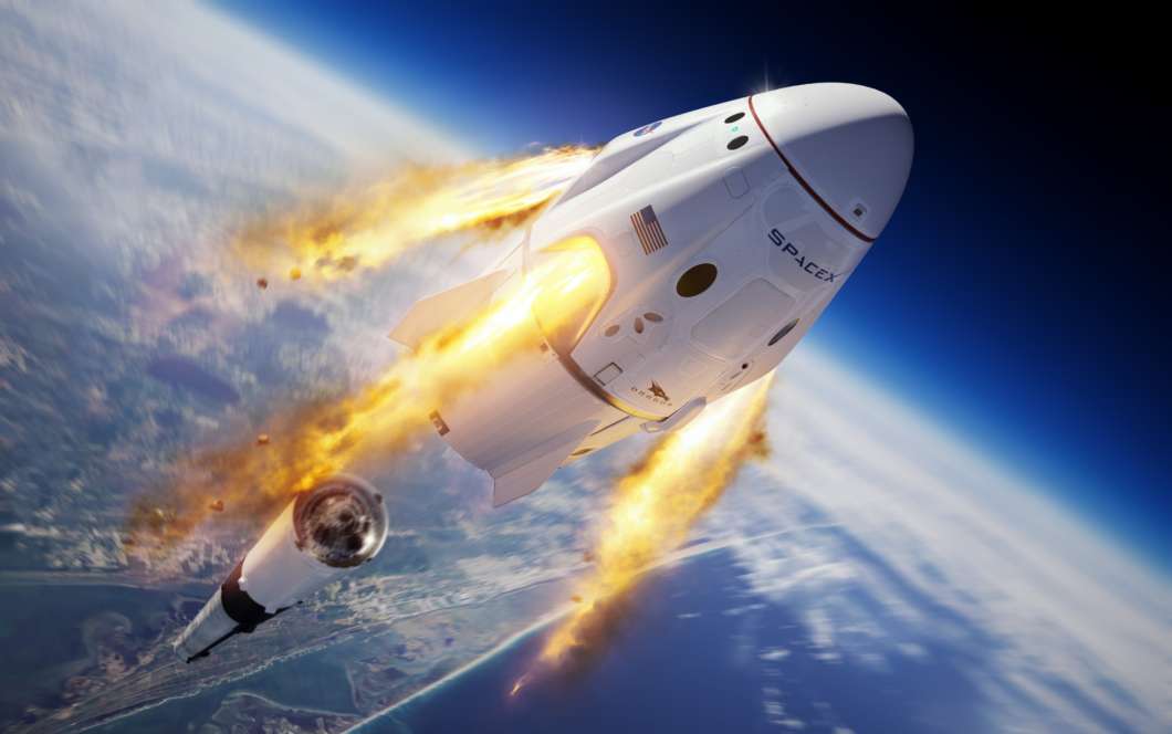 Rendering of Crew Dragon’s abort system firing mid-flight. Photo: SpaceX / Twitter