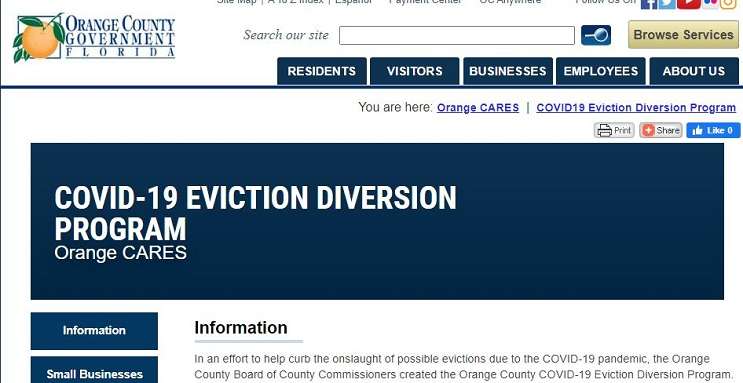 Image: Screen shot of OC Cares Page, ocfl.net/EconomicDevelopment/OrangeCARES