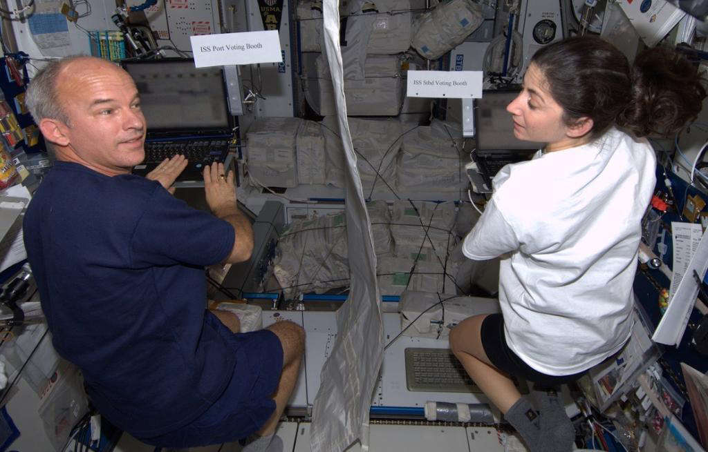 NASA astronauts Jeff Williams and Nicole Stott vote from space via email. Photo: NASA / Nicole Stott