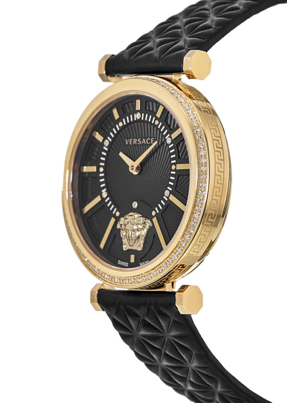 New Versace VHelix Rose Gold Tone Diamond Bezel Black Women's Watch VQG050015 eBay