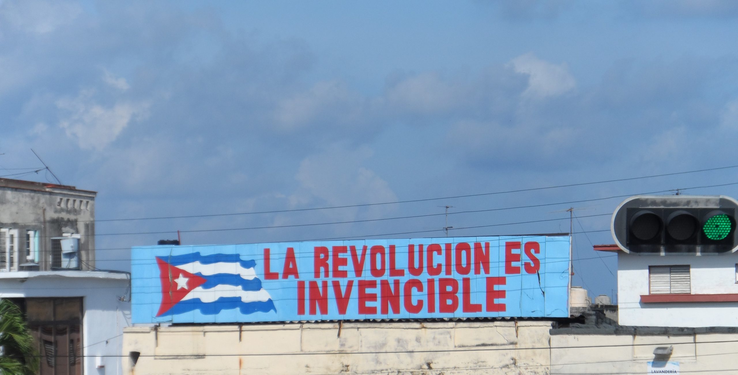 Sign in Cuba with flag