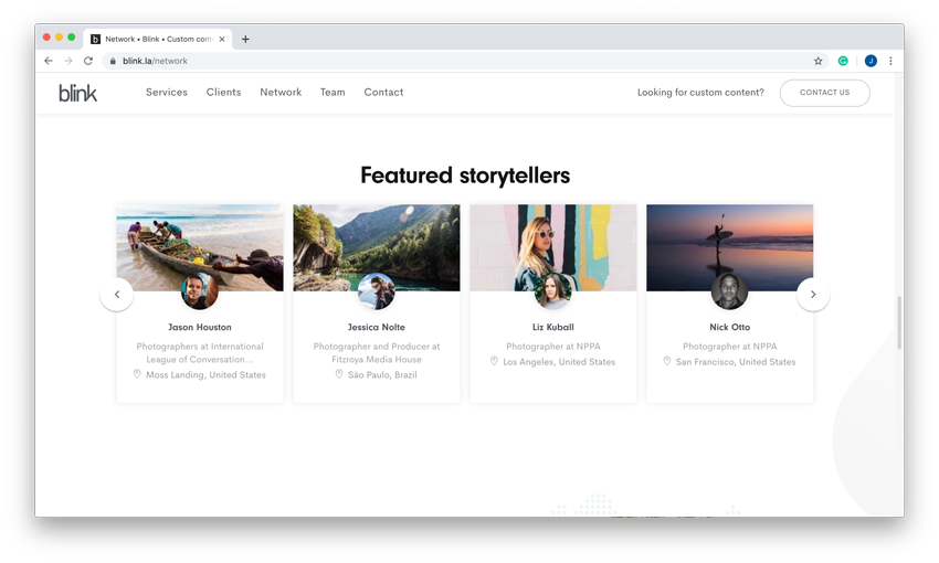 blink media featured storytellers screenshot from web