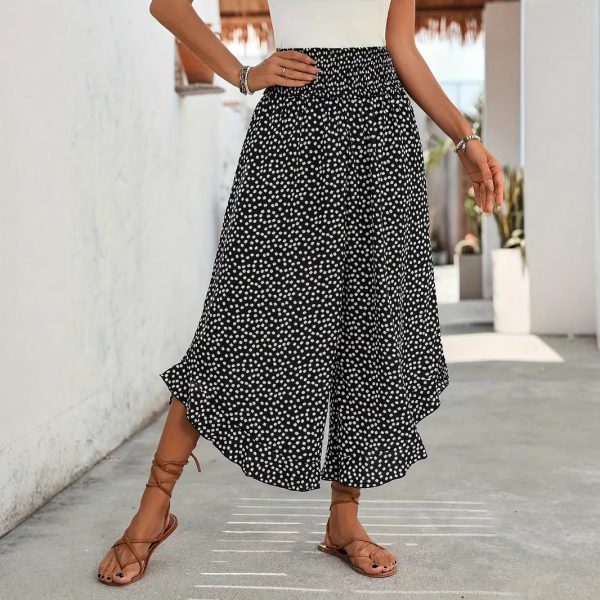 Casual Polka-dot Loose-fitting High Waist Tight Waist Wide Leg Pants - Image 3