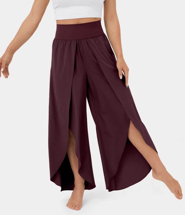 Loose Split Yoga Pants Summer Elastic High Waist Wide Leg Trousers Women's Fashion Versatile Clothing - Image 7