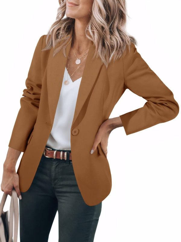Women's Long Sleeve Solid Color Polo Collar Small Suit Jacket - Image 7