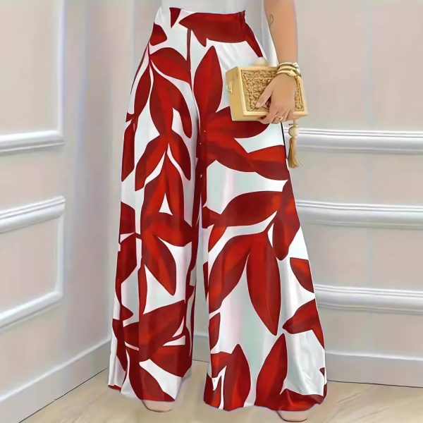 Printed High Waist Fashion Comfortable Wide-leg Pants - Image 4