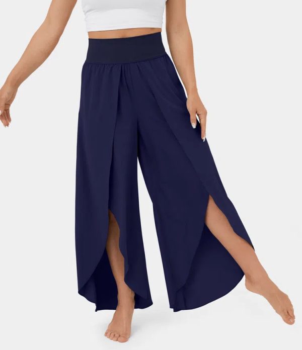 Loose Split Yoga Pants Summer Elastic High Waist Wide Leg Trousers Women's Fashion Versatile Clothing - Image 10