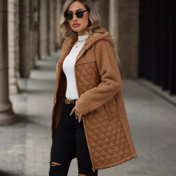 Women's Fashion Hooded Zipper Plush Coat - Image 3