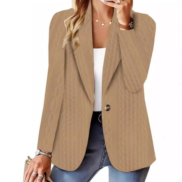 Autumn And Winter Fashion All-matching Solid Color One Button Suit Coat For Women - Image 4