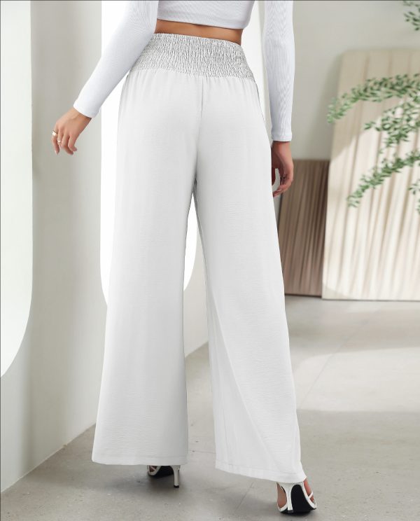 Fashion Straight Wide Leg Pants Elastic High Waist Casual Trousers For Women - Image 9