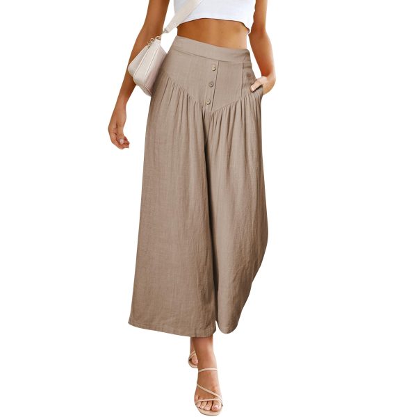 European And American Lazy Relaxed Casual Wide Leg High Waist Women's Cropped Pants - Image 3