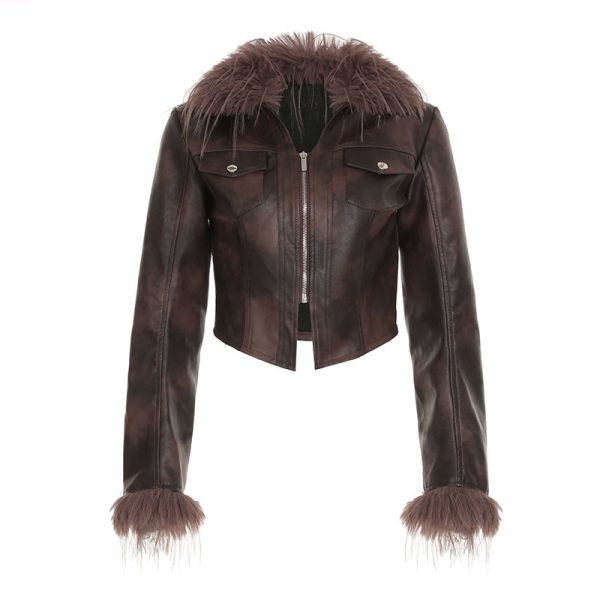 Street Fashion Fur Collar Splicing Coat - Image 5