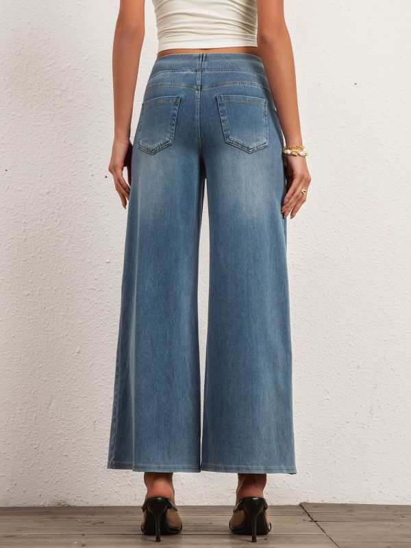 Shascullfites Women's Wide Leg Stretch Jeans Light Blue Flare Pants Denim Straight Trousers Sexy Fit Casual Jeans - Image 7